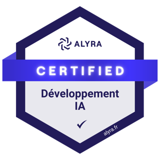 Badge de certification Développement IA délivré par Alyra